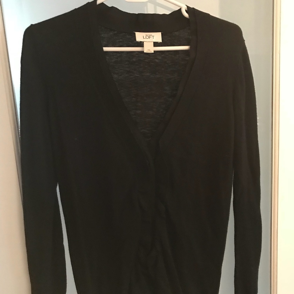 Black Loft Ruffle Cardigan